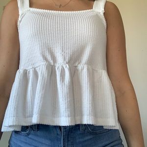 adorable ruffle square neck tank top!